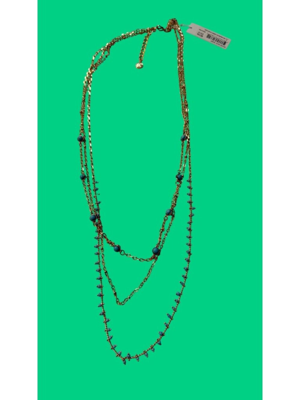Layered Gold Chain Necklace With Turquoise Accents Adjustable Length Boho Chic